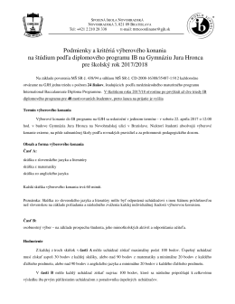 Kritériá na prijatie do programu IB Diploma