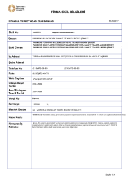 firma sicil bilgileri