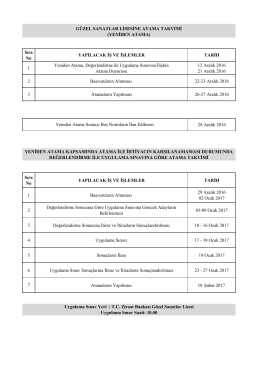 Sıra No YAPILACAK İŞ VE İŞLEMLER TARİH 1 Yeniden Atama