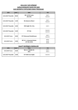 2016-2017 GÃ¼z DÃ¶nemi SHMYO Final ProgramÄ± GÃ