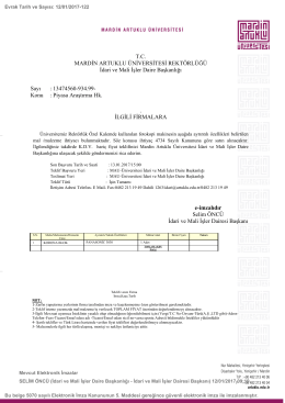 Piyasa Araştırma Hk. - Mardin Artuklu Üniversitesi