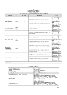 BAŞVURU TAKVİMİ Lisansüstü Başvuru Tarihi 02
