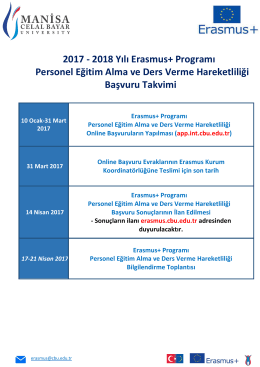 2017 - 2018 Yılı Erasmus+ Programı Personel Eğitim Alma ve Ders