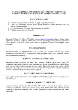 s&uuml;leyman demirel &uuml;niversitesi 2016- 2017 eğitim &ouml;ğretim yılı bahar