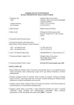 banka promosyon ihale şartnamesi