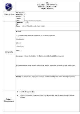 Numarası - Sakarya &Uuml;niversitesi, Fizik