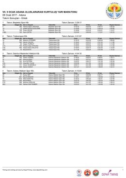 Takımlar - Depar Timing