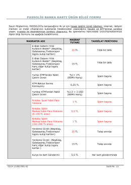 13.050.F001 Passolig Banka Kartı Ürün Bilgi Formu