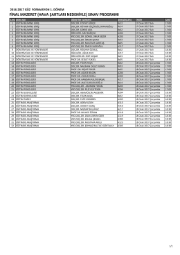 FİNAL MAZERET (HAVA ŞARTLARI NEDENİYLE) SINAV PROGRAMI