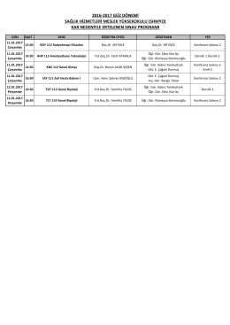 2016-2017 GÃ¼z DÃ¶nemi SHMYO Final ProgramÄ± GÃ