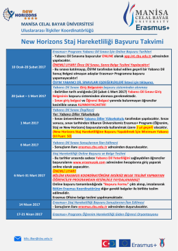 New Horizons Staj Hareketliliği Başvuru Takvimi