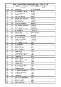 3. ortak sınavlar girecek &ouml;ğrenci listesi