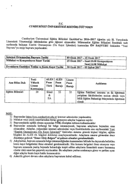 T.C. CUMHURİYET &Uuml;NİVERSİTESİ REKT&Ouml;RL&Uuml;Ğ&Uuml;NDEN