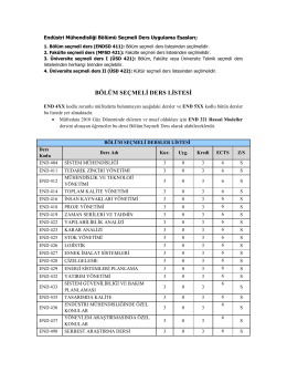 Lisans Ders İçerikleri Endüstri Mühendisliği Bölümü Lisans Ders