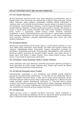 FİNANS YÖNETİMİ YOĞUN MBA SEÇMELİ DERSLERİ IYL