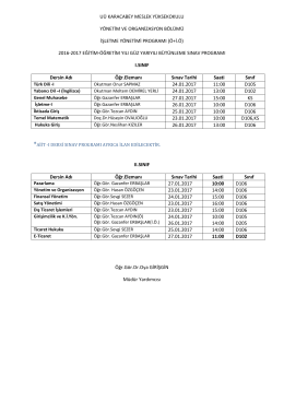 2016-2017 güz yy bütünleme sınavları duyurusu