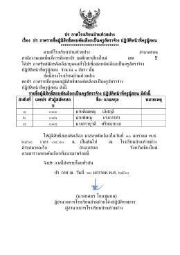 ประกาศโรงเรียนบ้านห้วยฝาง เรื่อง ประกาศรายชื