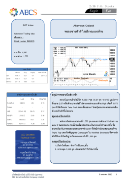 Afternoon Outlook ทยอยขายท าก าไรบริเวณแนวต้าน