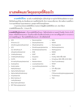 เรื่องของยาเสพติดให้โทษ ประเภท1 ประเภท 2 ประเภท 3 และประเภท 4