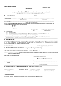 Wniosek o przyznanie licencji zawodniczej