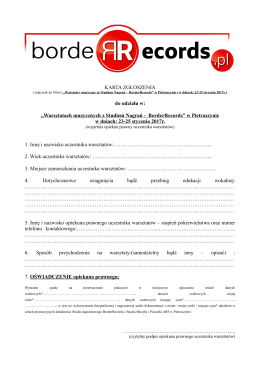 Warsztatach muzycznych z S tudiem N agrań