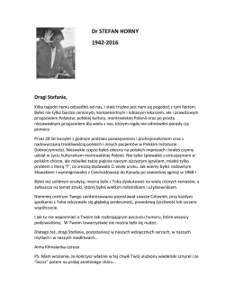 Dr STEFAN HORNY 1942-2016
