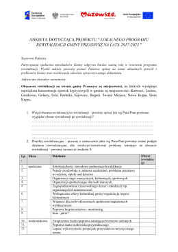 ankieta dotycząca projektu " lokalnego programu rewitalizacji gminy