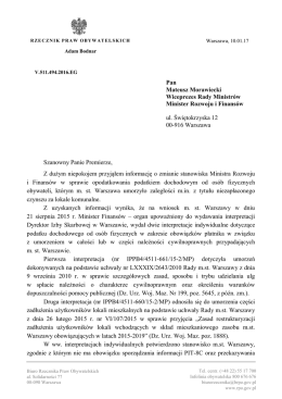 Szanowny Panie Premierze, Z dużym niepokojem przyjąłem