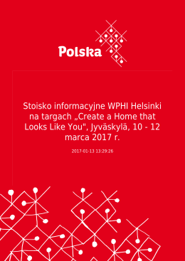 Stoisko informacyjne WPHI Helsinki na targach „Create a Home that