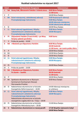 Rozkład nabożeństw - Parafia Kościoła Starokatolickiego