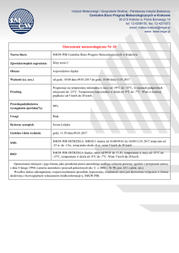 Ostrzeżenie meteorologiczne nr 10