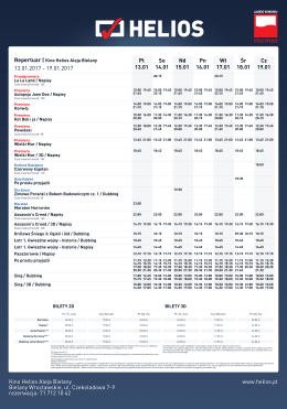 13.01.2017 - 19.01.2017 Kino Helios Aleja Bielany Bielany