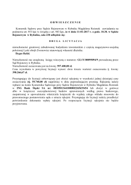 11 stycznia 2017 r - Komornik Sądowy Magdalena Rożenek w