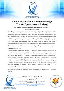 Specjalistyczny Kurs Certyfikowanego Trenera Sportu - Mat