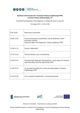 agenda spotkania - Poznański Park Naukowo