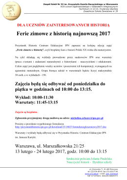 Ferie zimowe z historią najnowszą 2017