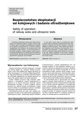 Bezpieczeństwo eksploatacji osi kolejowych i badania ultradźwiękowe