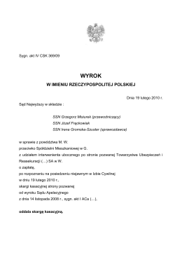Wyrok Sądu Najwyższego z dnia 19 lutego 2010 r., IV CSK 369/09