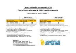 Cennik pobytów prywatnych 2017 Szpital Uzdrowiskowy Nr III im