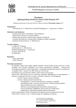 REGULAMIN Og&oacute;lnopolskiego Konkursu Ch&oacute;r&oacute;w Szk&oacute;ł Średnich