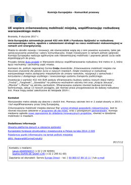 UE wspiera zrównoważoną mobilność miejską