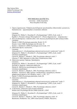 Mgr Justyna Mróz Zakład Psychologii UJK