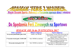 Program sportowy MOSiR Ferie Zimowe 2017