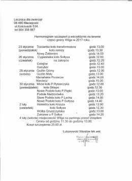 Lecznica dla zwierząt 08-480 Maciejowic ul.Kościuszki 53A tel.604