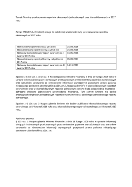 Terminy przekazywania raportów okresowych