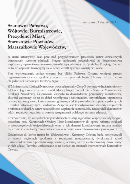 Szanowni Państwo, W&oacute;jtowie, Burmistrzowie, Prezydenci Miast