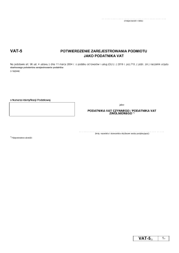 VAT-5(2) Potwierdzenie zarejestrowania podmiotu