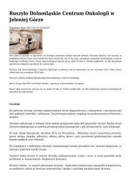 Ruszyło Dolnośląskie Centrum Onkologii w Jeleniej Górze