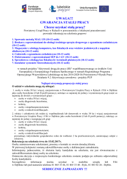 Informacja o naborze na szkolenia grupowe w ramach