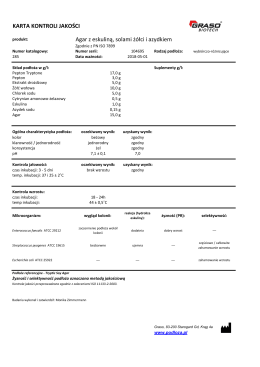 KARTA KONTROLI JAKOŚCI Agar z eskuliną, solami żółci i